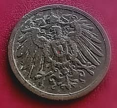 1907 Germany 2 Pfennig Wilhelm II Type 2 copper coin 0