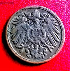 1912 Germany 1 Pfennig Wilhelm II copper coin