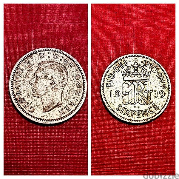 1939 GB Silver 6 Pence KGVI 0