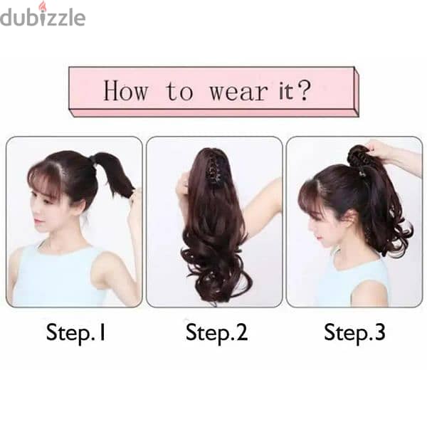 ponytail extention hair claw black only 6