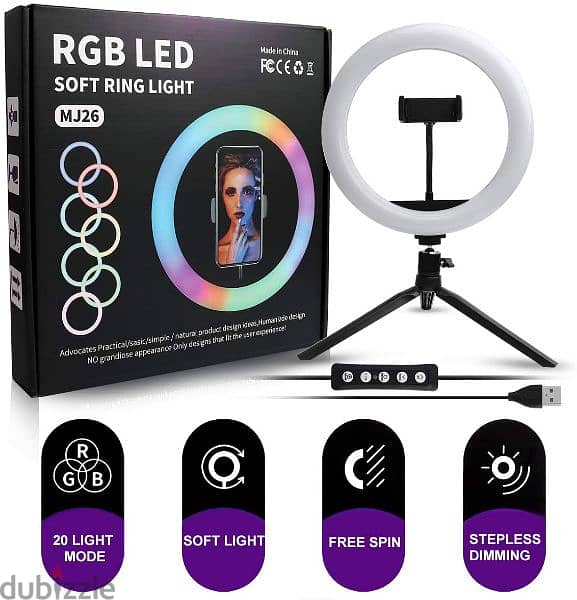 RGB led lives treamimg ring light 3d 2