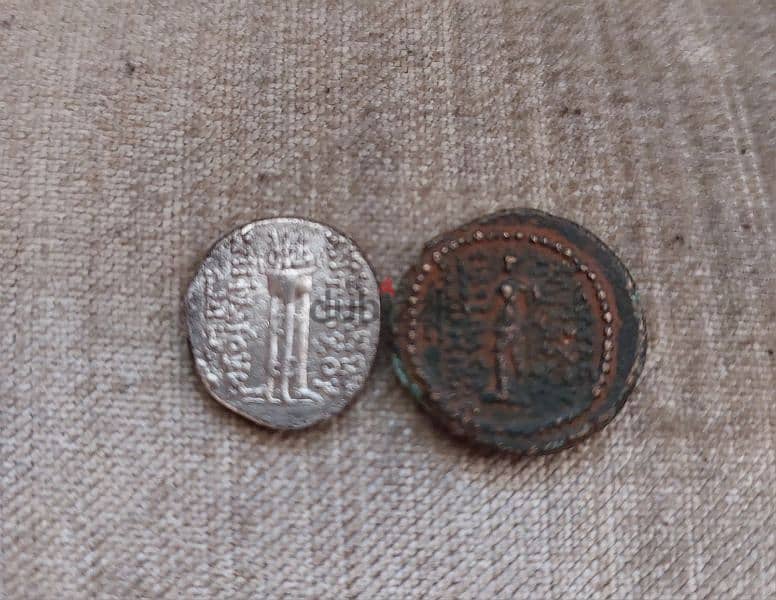 Ancient Greek seleucid Set  two coins King Antiochus VIII year 121 BC 1
