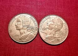 France 20 Centimes 1996 & 1997 two coins Lot# c-195 0