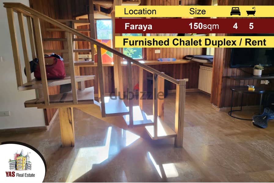 Faraya 150m2 | Chalet Duplex | Rent | Furnished | Cozy | View | DA 0