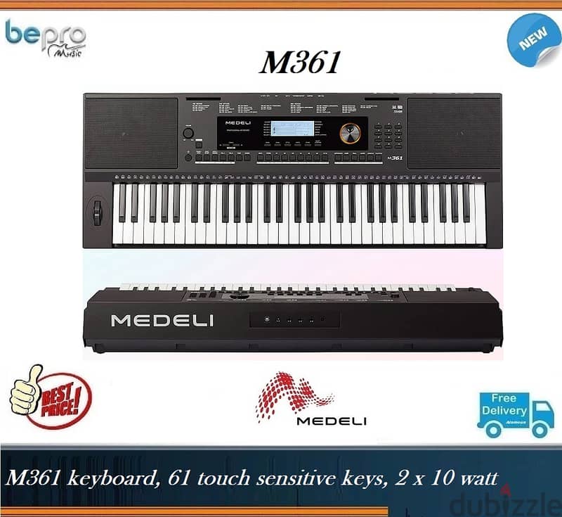 Medeli M361 keyboard, 61 touch sensitive keys, Beginner High Quality 0