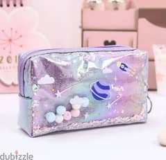 space glitter stationery pouch