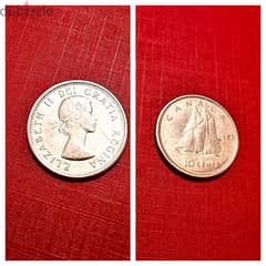 1963 Canada silver 10 cents Elizabeth II