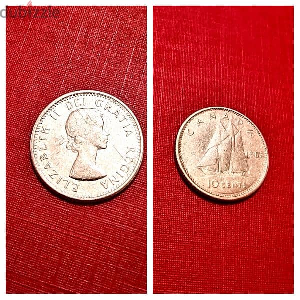 1963 Canada silver 10 cents Elizabeth II 0