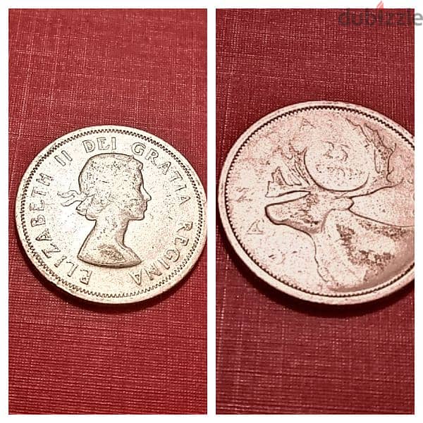 1955 Canada silver 25 cents Queen Elizabeth II 5.83g 0