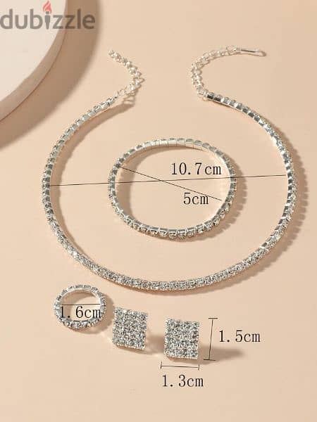 set 4pcs high quality crystal necklace bracelet ring earrings 2