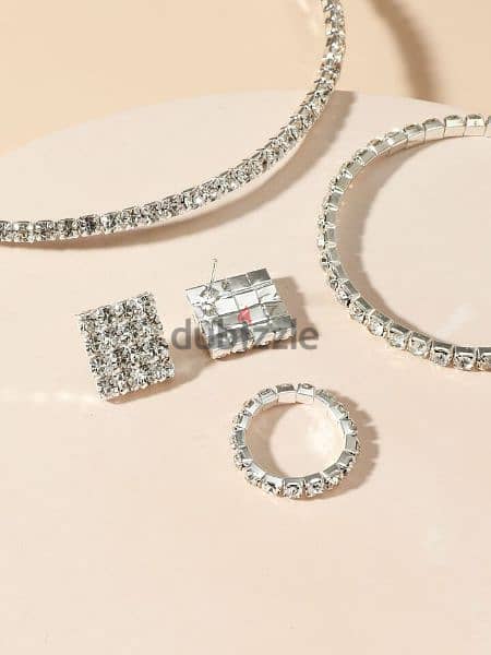 set 4pcs high quality crystal necklace bracelet ring earrings 3