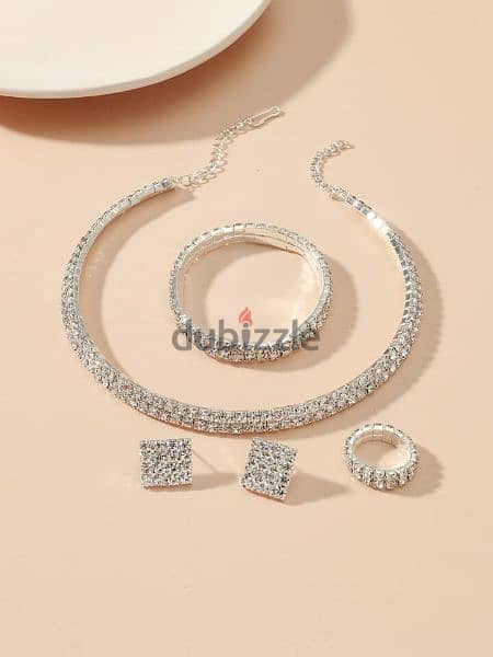 2 row crystal set 4pcs high quality  necklace bracelet ring earrings 1