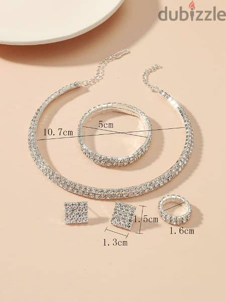 2 row crystal set 4pcs high quality  necklace bracelet ring earrings 2