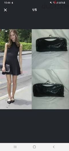 real leather hand bag black