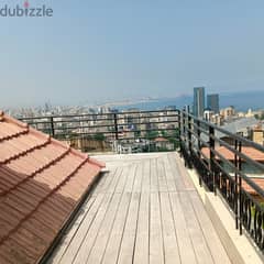 Decorated 220m2 apartment with terrace+open seaview for rent in Rabieh