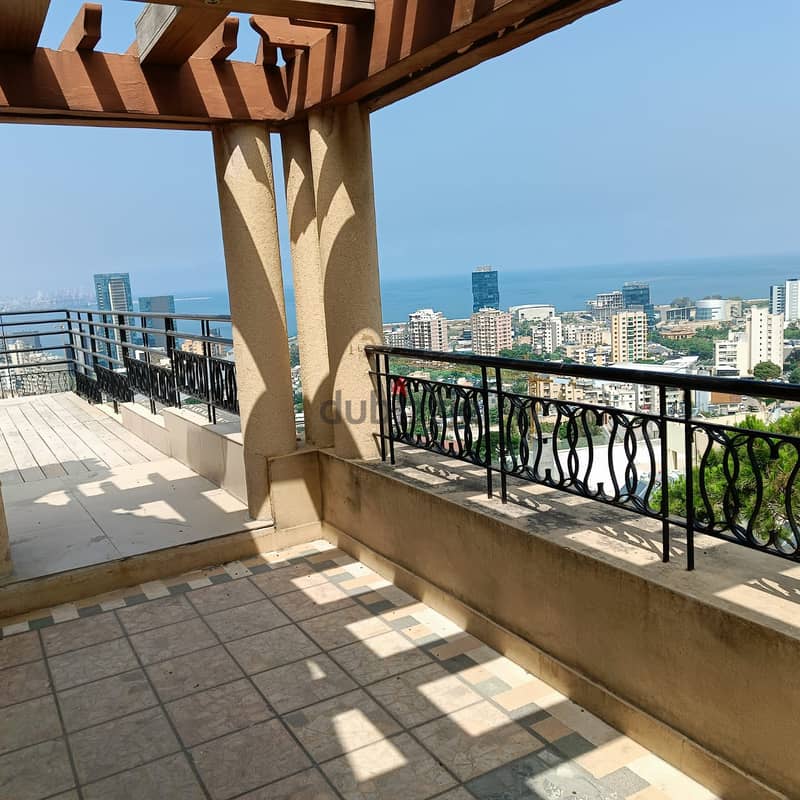 Decorated 220m2 apartment with terrace+open seaview for rent in Rabieh 3