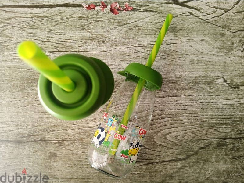cute kids milk and juice glass jug with straw 6