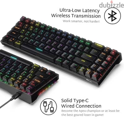 RK ROYAL KLUDGE RK71 RGB Dual Mode bluetooth 70% Mechanical Gaming