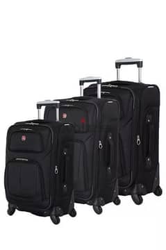 Swiss Gear, Expandable 3pc Spinner Luggage Set Travel Bags - Black