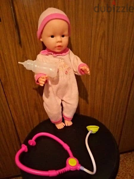 BABY BORN BIG Girl SIMBA As New Toy +Stethoscope +water bottle 44Cm=15 3