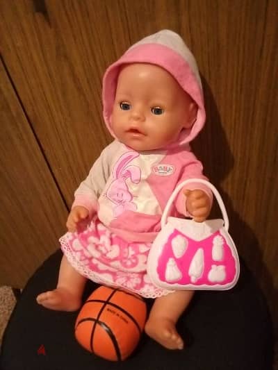 BABY BORN Zapf Big Girl As new Toy Set in outfit +bag +leger Ball=17$