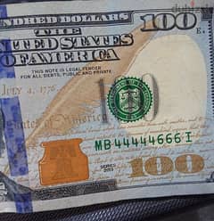 100$ Bill Special Serial Number 0