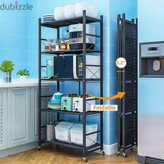 4 Tier Foldable Storage Shelves with Wheels