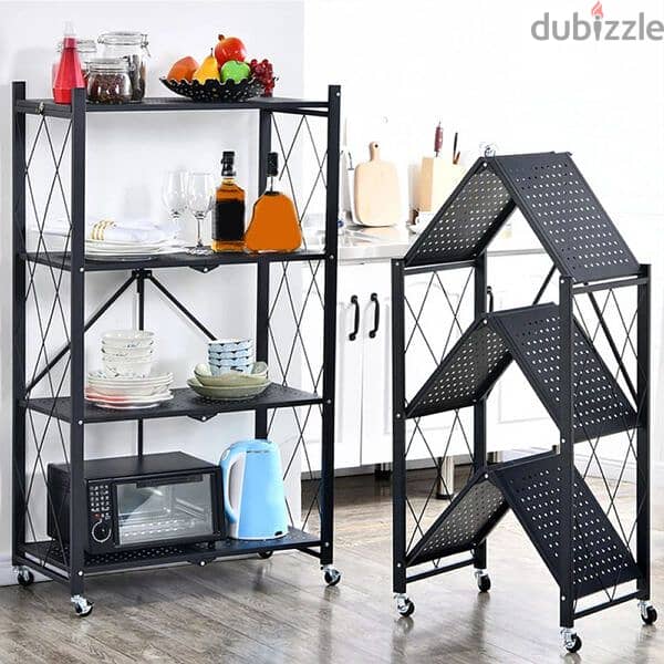 4 Tier Foldable Storage Shelves with Wheels 3