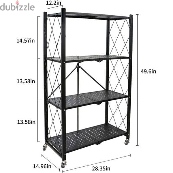 4 Tier Foldable Storage Shelves with Wheels 6