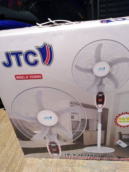 JTC, 30 Hours On Battery, 18" Rechargeable Fan, Remote Control 0