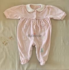 Pink Cotton Velevet Overall