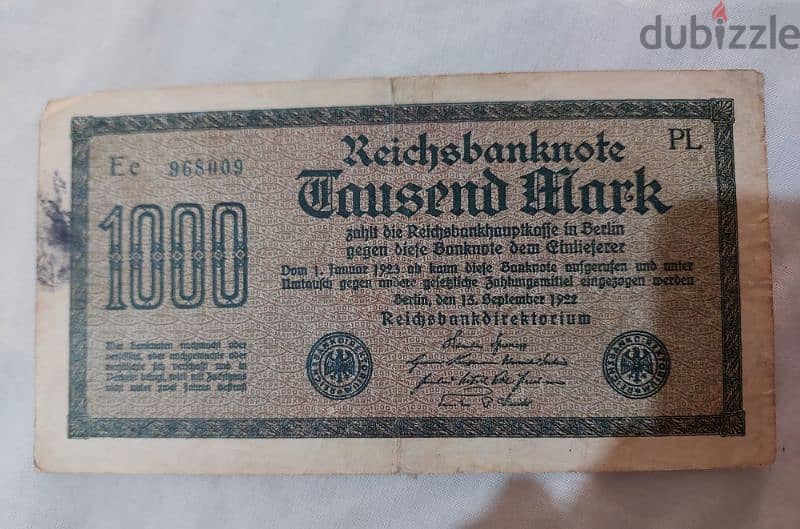 German Old Reich Banknote minted in Berlinyear 1922 0