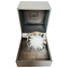 new in box original Lalique france opalescent crystal flower ring 0