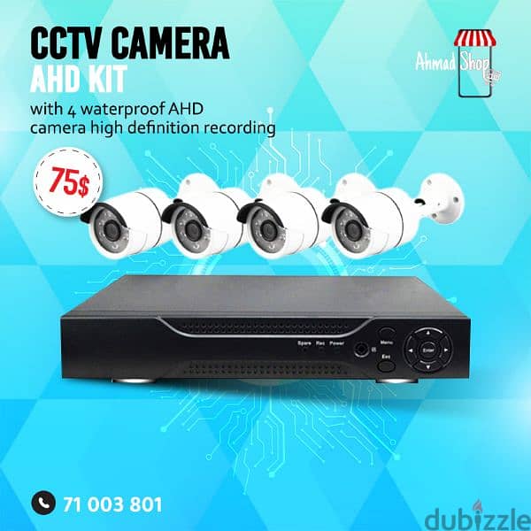 CCTV CAMERA AHD KIT
With 4 Waterproof AHD Camera High Definition 0