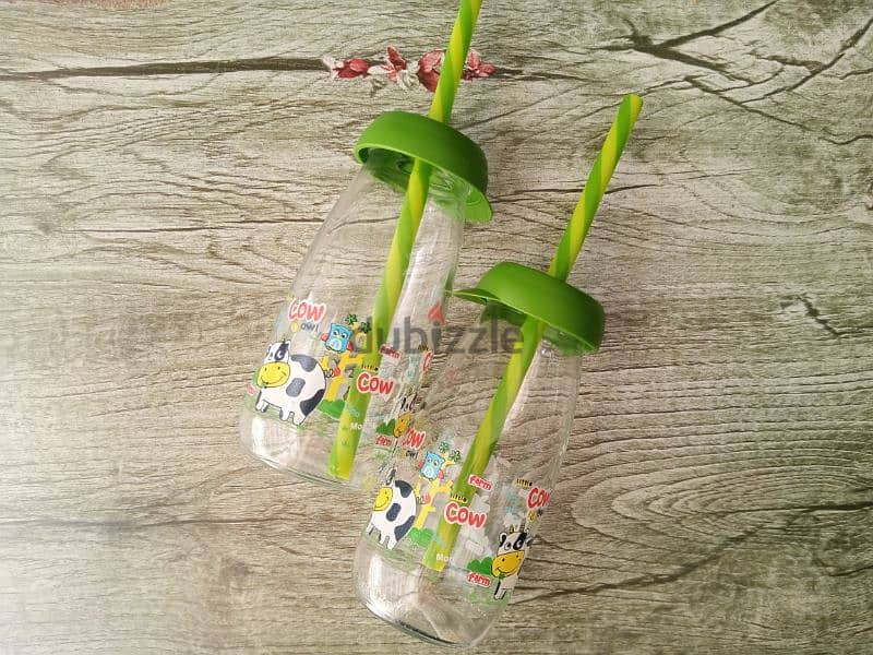 glass milk bottles with straw 0