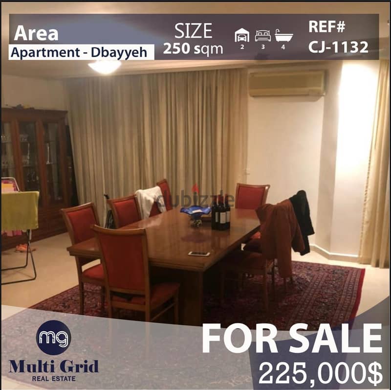 Apartment For Sale in Dbayeh, 250 m2, شقّة للبيع في ضبيّه 0