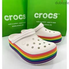Crocs, Unisex Crocband Platform Rainbow Clog 0
