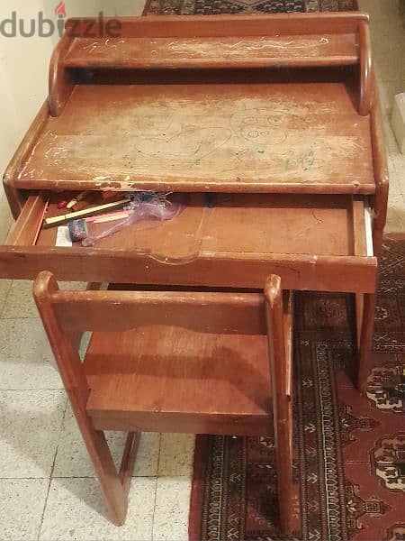 Wood desk and chair 1
