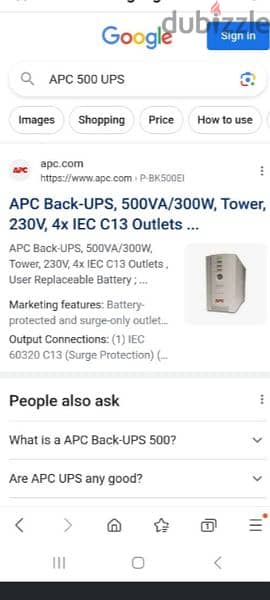 APC BACK-UPS 500VA/300W 4