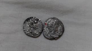 Set of 2 ancinet Silver Roman Coins Septimus Severus & Julisla Domana