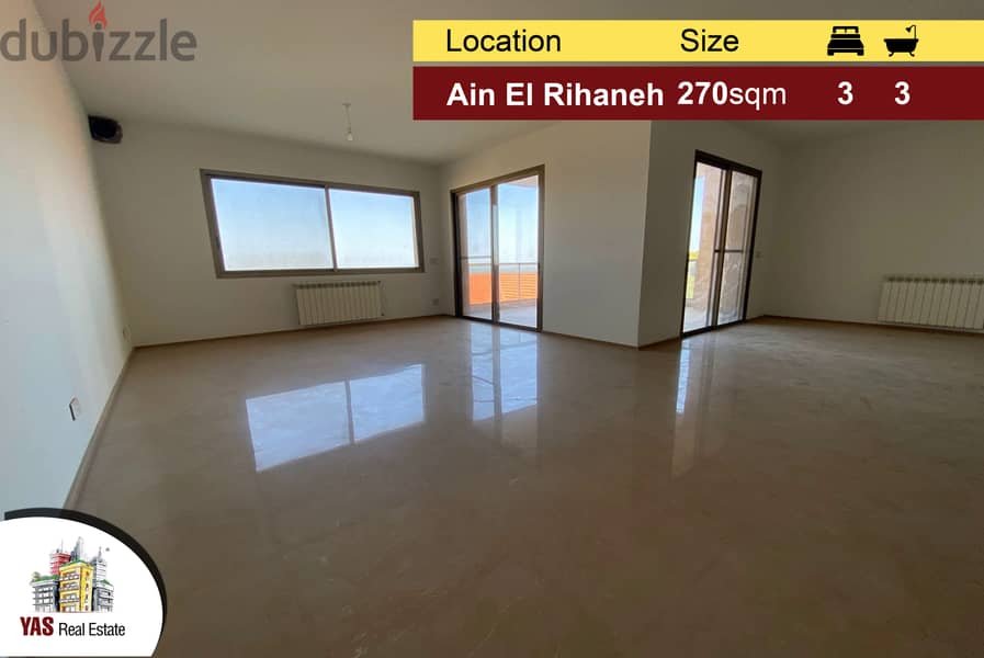 Ain El Rihaneh 270m2 + 25m2 Garden |Brand New|Excellent Condition |ELS 0