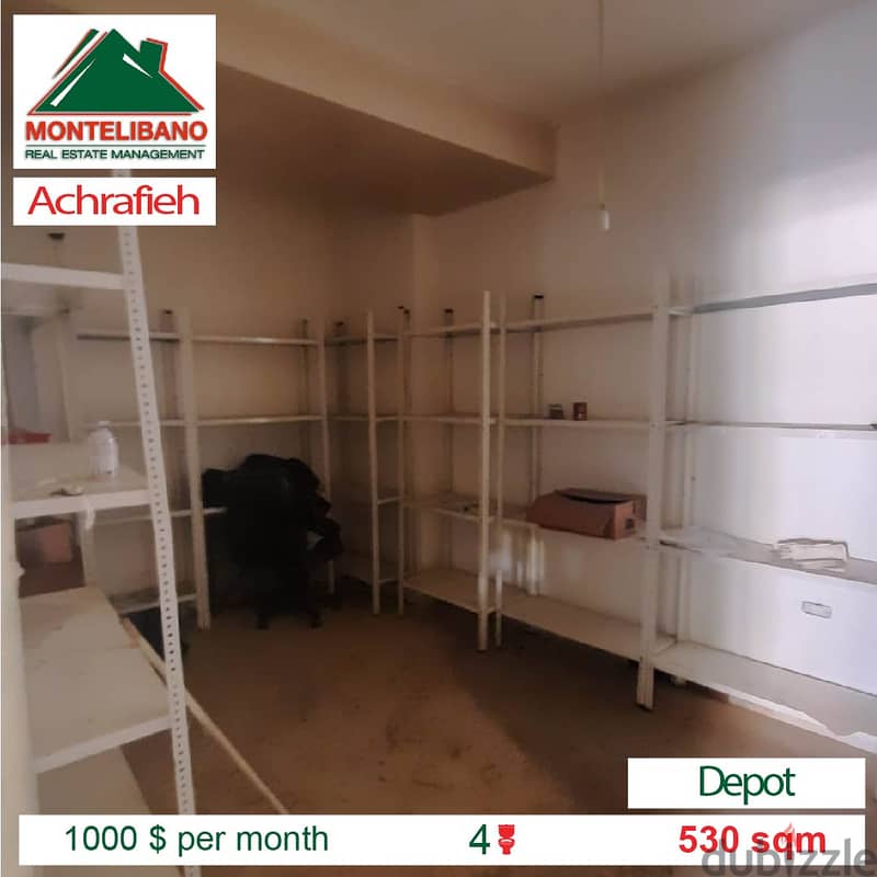 1000$/Cash Month!!! Depot for rent in Achrafieh!!! 4