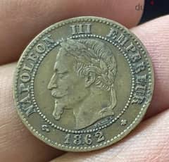 عملة ٢ سنتيم فرنسي سنة ١٨٦٢ نابليون الثالث coin