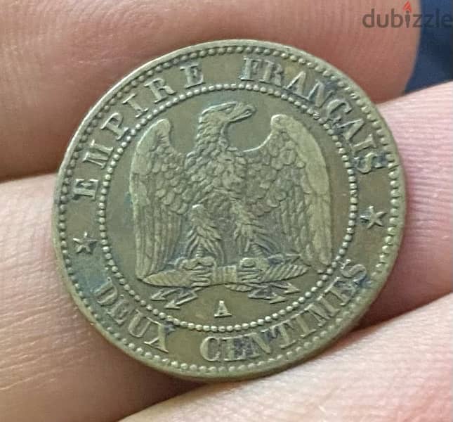 عملة ٢ سنتيم فرنسي سنة ١٨٦٢ نابليون الثالث coin 1