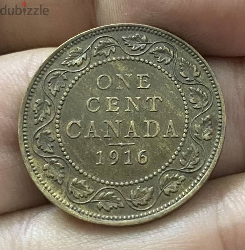 عملة عملات قديمة واحد سنت كندي الملك جورج الخامس سنة ١٩١٦ coin 1