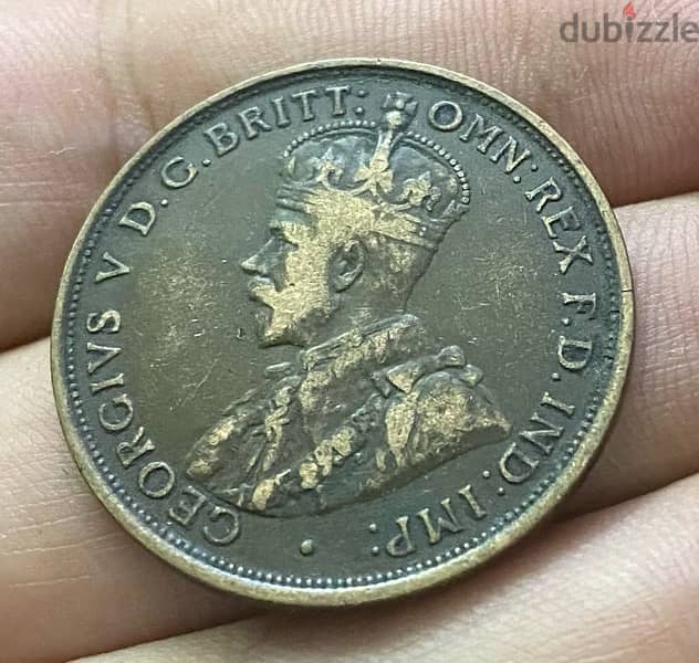 عملة عملات قديمة واحد بنس استراليا سنة ١٩١١ الملك جورج الخامس coin 1