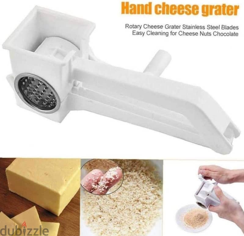 Handheld Rotary Cheese Grater For Cheese Nuts Vegetables Chocolate White  NEW