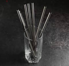 Stainless Steel Straw Set,6 Straws 1 Brush 0