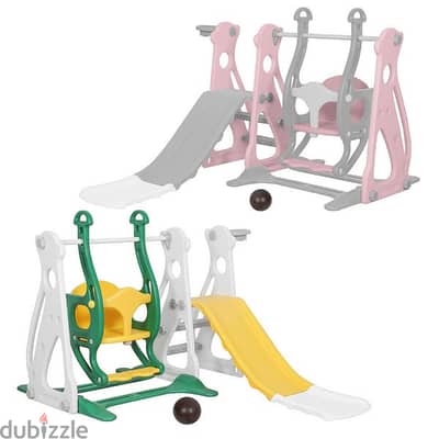 4-in-1 Baby Slide Set with Basketball Hoop