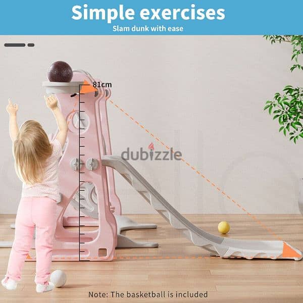 4-in-1 Baby Slide Set with Basketball Hoop 2